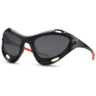 6891 Pretcilinders | Zwarte Lens | Zwart Montuur | Rechthoekig / Futuristisch | Retro & Festival Bril | Rave & Biker Bril | Zonnebril Dames & Heren | Trendy Party & Outdoor Bril | Inclusief Brillen Sleeve & Brillendoek