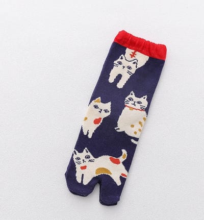 Sokken dames - teen sokken - toe socks - teensokken - blauw - print kat - 36 - 40 - sport - fitness - pilates - yoga - cadeau - voor haar