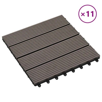 vidaXL - Terras - Tegel - 11 - st - Donkerbruin - 30 - x - 30 - cm - WPC