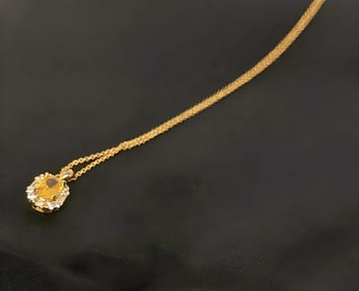 WK 925 Zilver Natuurlijke Citrien Geboortesteen Hanger – 925 Sterling Zilveren Ketting met 18K Goud Vergulde– Vintage Design – Elegante Dames Halsketting