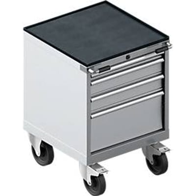 Schäfer Shop Select ladekast met wielen WSK 18-27, 4 laden, tot 75 kg, B 411 x D 572 x H 770 mm, wit aluminium/blank aluminiumkleur