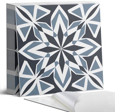 Coloray Plaktegels - Geometrie in symmetrie Portugese Tegels - 30 cm x 30 cm - Zwart Plaktegels - 9 stuks - Vierkant PVC Tegels - Plaktegels Keuken - Zelfklevende Vloertegels - Vinyl Tegels Zelfklevend - Zelfklevende Tegels