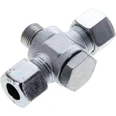 12S & G3/8'' Verzinkt Stalen T-Draaidoorvoer Snijringkoppeling Buitendraad 400bar NBR ISO 8434-1