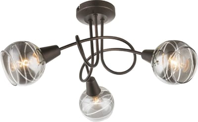 Trango 3 vlam Plafondlamp 1010-35SD Zwart Optiek Draaibaar *WOW* incl. 3x 3-Traps Dimbare LED Lamp 3000K Warm Witte Plafondlamp met Design Rokerige Glazen Kappen Woonkamer Plafondspot