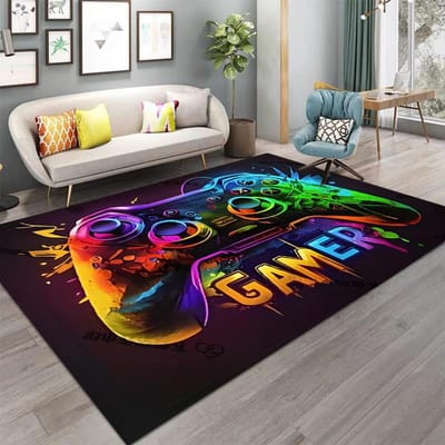 Gaming voor Jongens Kamer Gamer Casual Tapijt met Controller Ontwerp Vloerkleed voor Gamekamer Slaapkamer Decoratie Antislip Machine Wasbare Mat 80*120cm