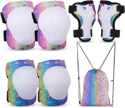 Kinder Beschermingsset - Skate Set Elleboog Knie - Veilig Sporten - Ademend Schokbestendig - 6-delig - Multicolor