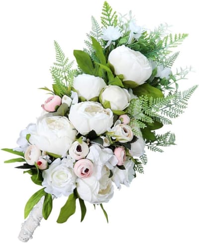 Bruidsboeket - Kunstbloemen Bruiloft - Bruiloft Decoratie - Realistische Details - 48x25x15 cm - Diverse Kleuren