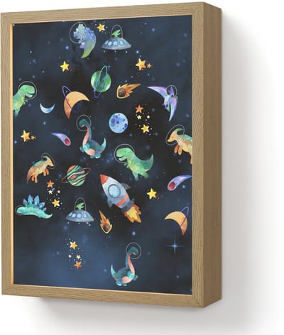 Nachtlampje 30x40 cm - Kinder lamp - Ruimte - Dino - Dinosaurus - Jongens - Tafellamp kinderkamer draadloos - Slaapkamer lampje - Bedlamp kinderen - Kinderlampje - Wandlamp babykamer - Nachtlampjes