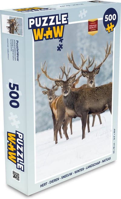 Puzzel Hert - Dieren - Sneeuw - Winter - Landschap - Natuur - Legpuzzel - Puzzel 500 stukjes