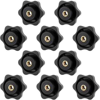 Star grip moeren M6 - knurled schroef 38 mm - zwart kunststof - ideaal voor machines en meubels - ShopVlot