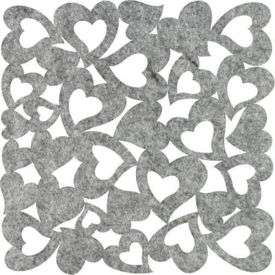 Hartjes vilt onderzetters - Gemeleerd grijs - 6 stuks - 10 x 10 cm - Tafeldecoratie - Glas onderzetter - Valentijn - Cadeau - Woondecoratie - Tafelbescherming - Onderzetters Voor Glazen - Keukenbenodigdheden - Woonaccessoires - Tafelaccessoires