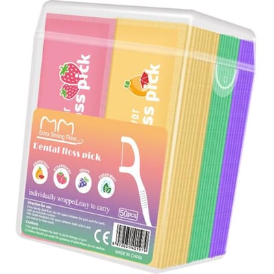 50 Pièces/set Fil Dentaire Fruité Bâtonnet de Fil Dentaire Jetable Cure-dent Menthe Nettoyage des Dents avec Fil Dentaire beige