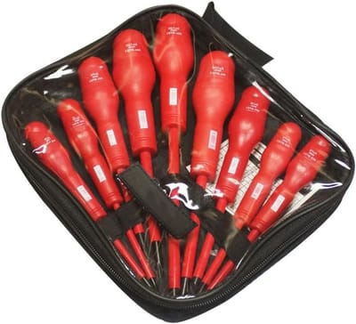 Schroevendraaier Set - Geïsoleerd Gereedschap - Elektrisch Werk - 1000V Getest - 9 Delig - Rood