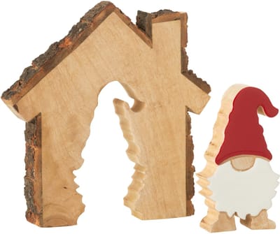 J-Line decoratie Kerstman In Huis - hout - mix - large