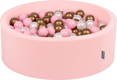 KiddyMoon Ballenbak voor kinderen Rond 90x30cm - 300 kleurrijke ballen ∅7cm - Speelgoed baby schuim - Baby ballenbad foam - Kunststof ballen - Ballenbak ballen - Voor sensorische - Met schuimvulling - Lichtroze: Roze Parel Goud