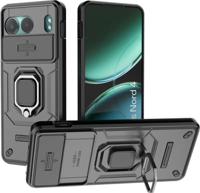 Coverup Hoesje - Geschikt voor OnePlus Nord 4 Hoesje - Coverup Ring Kickstand Back Cover met Camera Shield - Zwart
