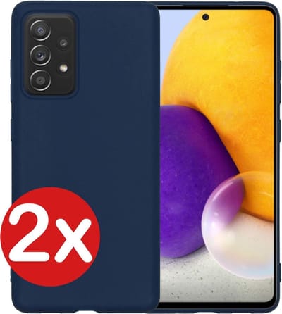 Hoesje - 2 Stuks - Geschikt voor Samsung Galaxy A72 - Sterk & Shockproof - Telefoonhoes - Back Cover - Case Siliconen - Telefoon Hoes - Donkerblauw