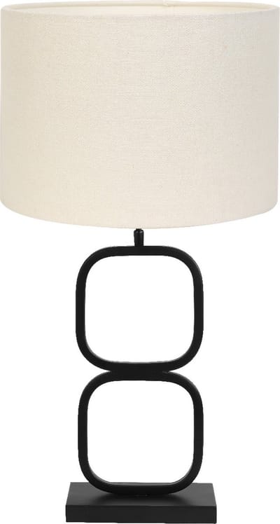 Light & Living Tafellamp Lutika/Livigno - Zwart/Eiwit - Ø30x67cm - Tafellamp met kap