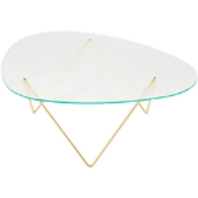 Gubi Pedrera salontafel - messing - gestructureerd transparant Glas