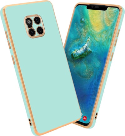Cadorabo Hoesje geschikt voor Huawei MATE 20 PRO in Glossy Mintgroen - Goud - Beschermhoes Case Cover van flexibel TPU-silicone en met camerabescherming
