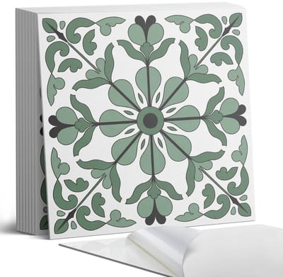 Coloray Plaktegels - Plantenpatroon met symmetrie Portugese Tegels - 30 cm x 30 cm - Groente Plaktegels - 9 stuks - Vierkant PVC Tegels - Plaktegels Keuken - Zelfklevende Vloertegels - Vinyl Tegels - Zelfklevende Tegels