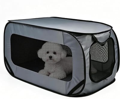Hondenhok Binnen - Transportbox Puppy - Veilig Vervoer - Opvouwbaar Ademend - 90 x 52 x 52 cm - Enkele Kenmerken