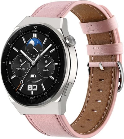 Strap-it Smartwatch bandje leer - geschikt voor Huawei GT / GT 2 / GT 3 / GT 3 Pro / GT 4 46mm / GT 5 & 5 Pro (46mm) / GT 2 Pro / GT Runner / Watch 3 (Pro) / Watch 4 (Pro) / Watch Ultimate - roze