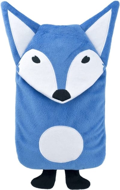 Warmwater kruik met blauwe vossen hoes - 800 ml - bed dieren - kinderen