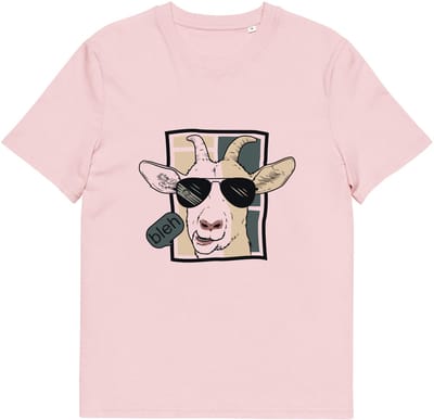 Grappig Geiten T Shirt Dames Heren - Cartoon Geit Bleh - Biologisch Katoen - Roze - S