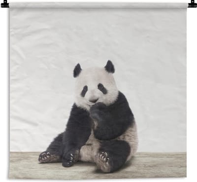 Wandkleed Animalprintshop - Panda dierenprint kinderkamer Wandkleed katoen 180x180 cm - Wandtapijt met foto