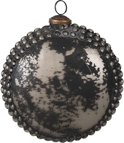 Clayre & Eef Kerstbal Overig Ø 15x6x15 cm Zwart Grijs Glas Kerstballen