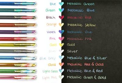 Pentel Dual Metallic Stickpen Groen, Oranje, Roze, Violet 4 stuk(s)