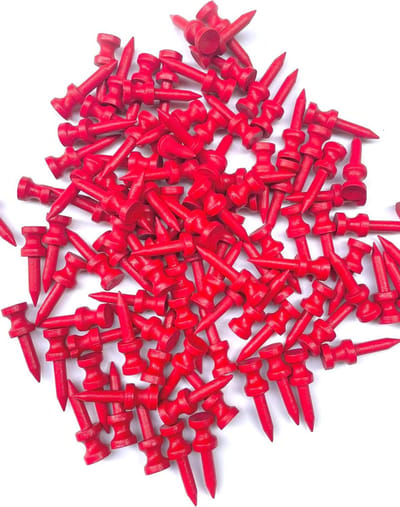 Golf Tees Bamboe - Golf Tuitjes - Golfen op de baan - Biologisch afbreekbaar materiaal - 100 stuks 32mm - Rood