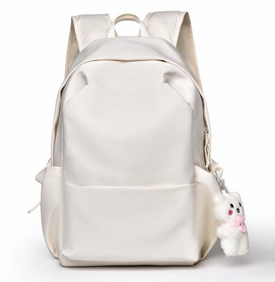 Schooltas- Rugtas - Schooltas meisje - Unisex Laptop Rugzak - School Backpack - Studenten - Scholieren - Waterdicht - Geen accessoires meegeleverd - Gebroken wit met accessoire