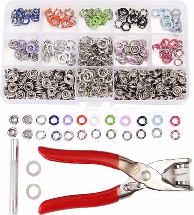 Drukknop Tangenset - Ring Studs Snap Fasteners - Kleding Repareren - Zonder Materiaal In te Kort - 9.5mm 150 Sets