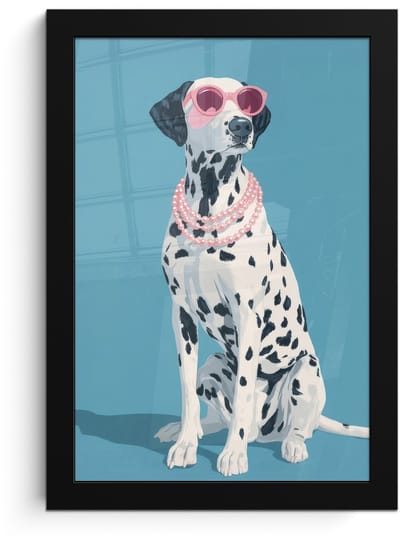 Poster in lijst - Fotolijst 20x30 cm - Posters - Dalmatiër - Zonnebril - Blauw - Posterlijst zwart - Decoratie - Wanddecoratie woonkamer - Muurdecoratie slaapkamer