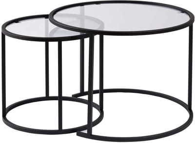 Asir - Salontafelset - Zwart, transparant - 100% gehard glas - 60 x 60 x 43 cm