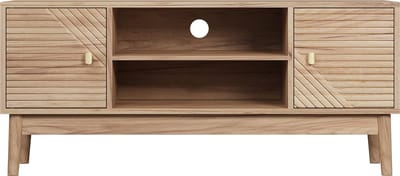 Wishdor - Tv-Meubel - Grote Opbergruimte - Mid-Century Stijl - Voor Woonkamer En Slaapkamer - MDF - Eikenkleur - 110 X 40 X 48 Cm