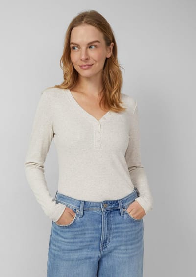 s.Oliver - female - T-shirt met knoopsluiting en zachte ribstof