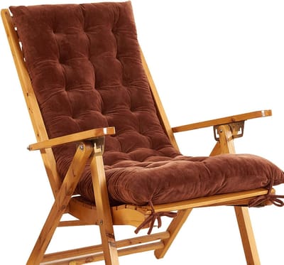 Tuinkussen Hoge Rug - Stoelkussen Comfort - Buiten Ontspannen - Met Bevestigingsbanden - 120x48x10 cm - Bruin
