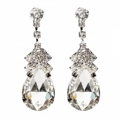 Oorbellen strass druppel zilverkleur - Charme Bijoux
