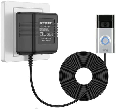 Thijox - 24 Volt Deurbeladapter Transformator - Videodeurbel Voeding met Lange Koperdraad (8 m) - Compatibel met Alle Deurbellen en Thermostaten
