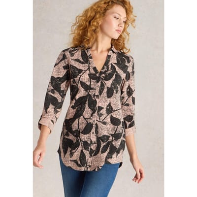 White Stuff Annie Longline Shirt Pink Print Maat: 10 | Longsleeves Outlet | Dames | Zwart