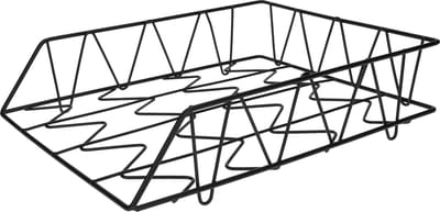 QUVIO Brievenbak - Bureau organizer - Brievenhouder - Postbakje - Brievenbakje kantoor - Desk organizer - Tijdschriftenhouder - Tijdschriftenrek - Geschikt voor a4 formaat - Stapelbaar - Metaal - Zwart