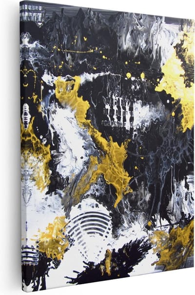 Artaza Canvas Schilderij Abstracte Kunst - 40x50 cm - Muurdecoratie Woonkamer - Wanddecoratie Goud - Kamer Accessoires