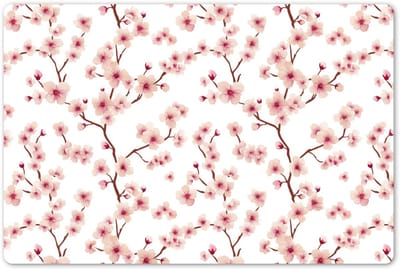 Placemats 45x30 cm - Placemat kunststof - 1 stuk - Kersenbloesem - Takken - Roze - Borden onderleggers - Decoratie voor op tafel - Keuken tafeldecoratie accessoires - Vinyl onderlegger - Tafelversiering