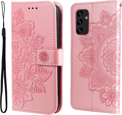 Coverup Hoesje - Geschikt voor Samsung Galaxy A13 4G Hoesje - Coverup Mandala Bloemen Book Case - Rose Gold