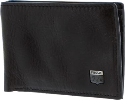 FOSSIL Leren Portemonnee Jesse Bifold Wallet Black Zwart