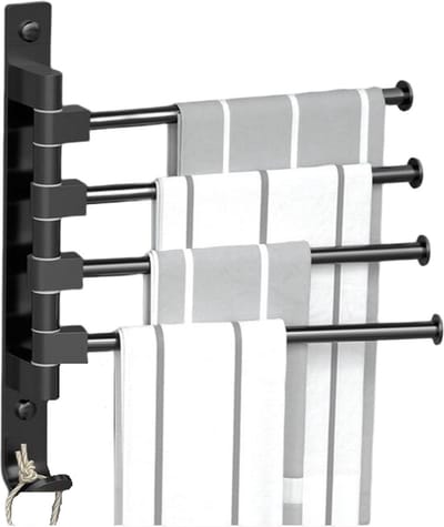 Nolad® Handdoekrek - Handdoekhouder - Handdoekenrek 4-armig - Zwart