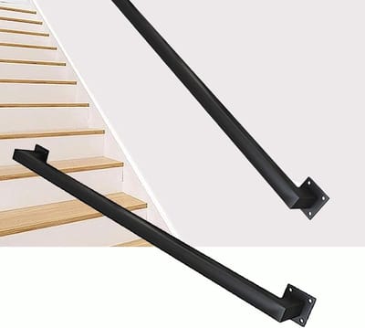 Trapleuning Wandmontage - Metalen Reling - Veilig Traplopen - Smeedijzer Roestvrij - 300cm - Zwart